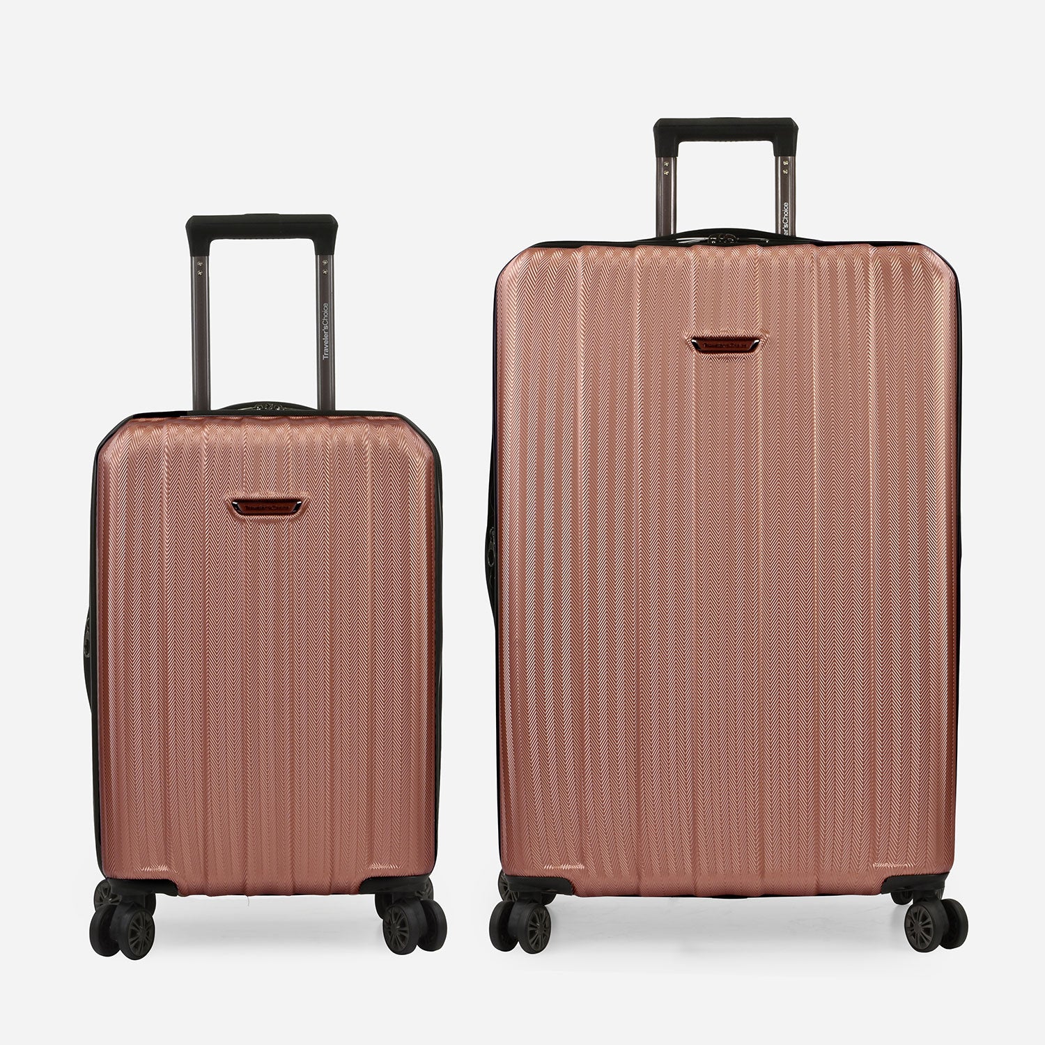 Traveler's Choice Dana Point Hardside Expandable 2-Piece Luggage Suitcase Set Rose Gold