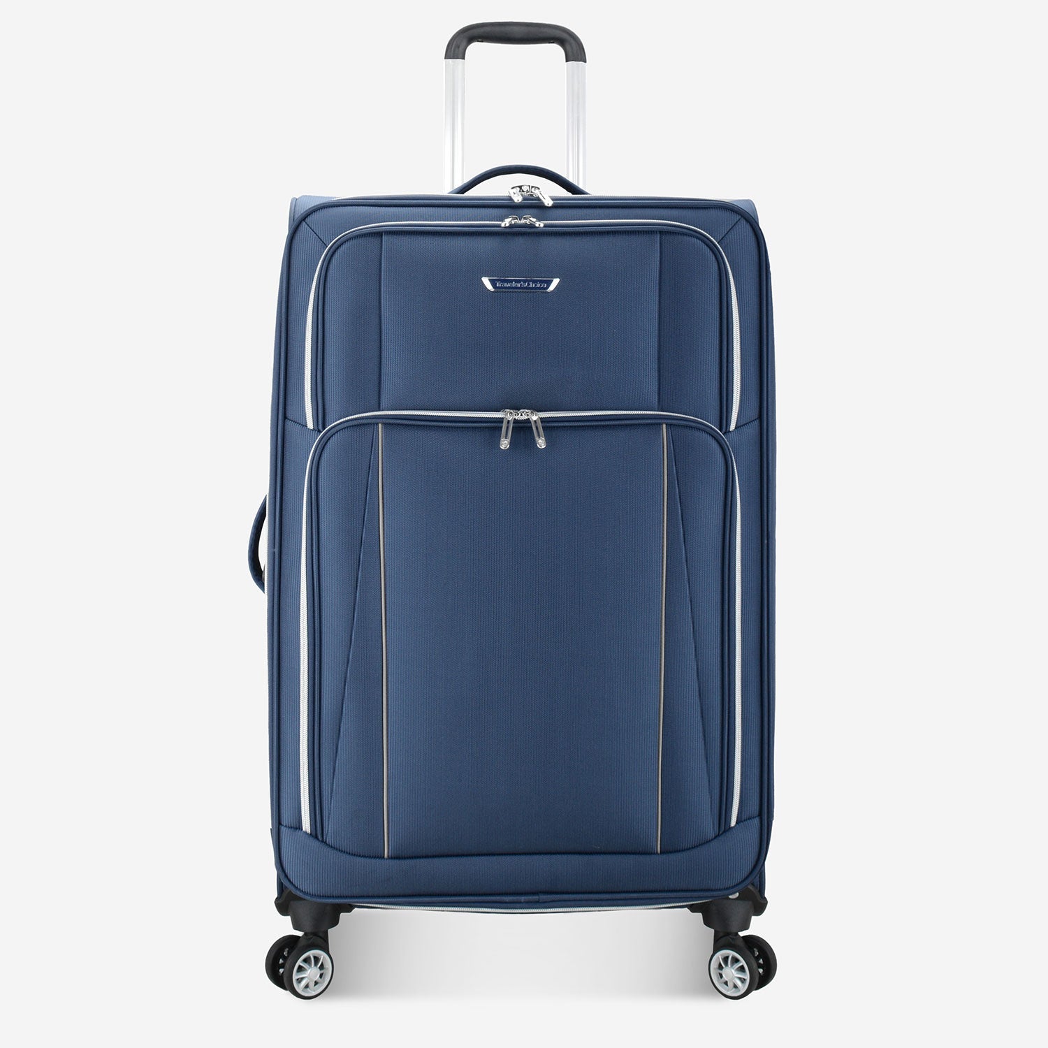 Traveler s Choice Lares Softside Expandable Luggage with Spinner Wheels Navy Checked 30 Inch